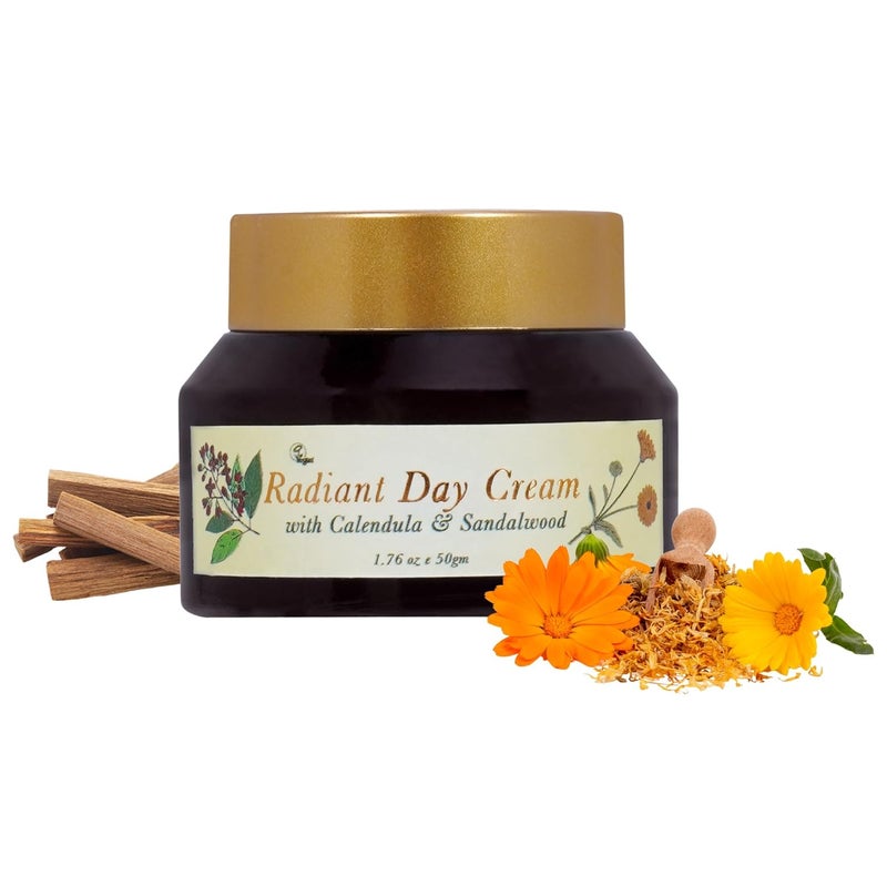 QAADU Brightening Day Cream  Lightweight Formula with Calendula  Sandalwood Extracts  Sun  Pollution Protection  Hydrating Cream for Radiant Youthful Glowing Skin  AntiAging for Dry Skin  50 gm - Image 1