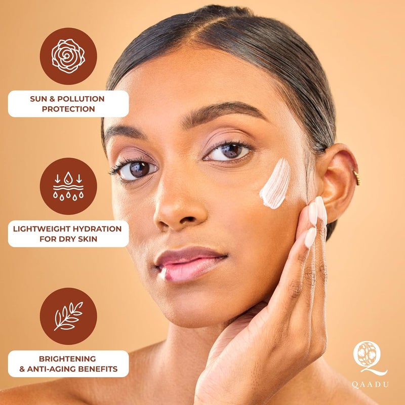 QAADU Brightening Day Cream  Lightweight Formula with Calendula  Sandalwood Extracts  Sun  Pollution Protection  Hydrating Cream for Radiant Youthful Glowing Skin  AntiAging for Dry Skin  50 gm - Image 4