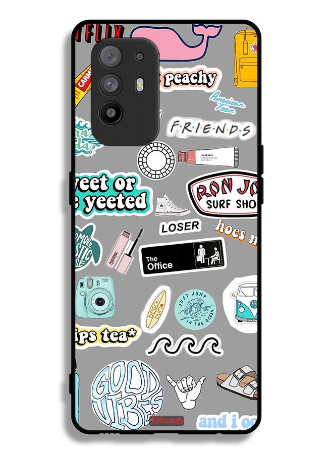 Tolwak Oppo A95 5G Protective Case Cover Good Vibes Stickers - Image 2