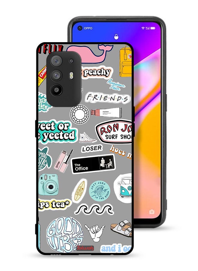 Tolwak Oppo A95 5G Protective Case Cover Good Vibes Stickers - Image 1