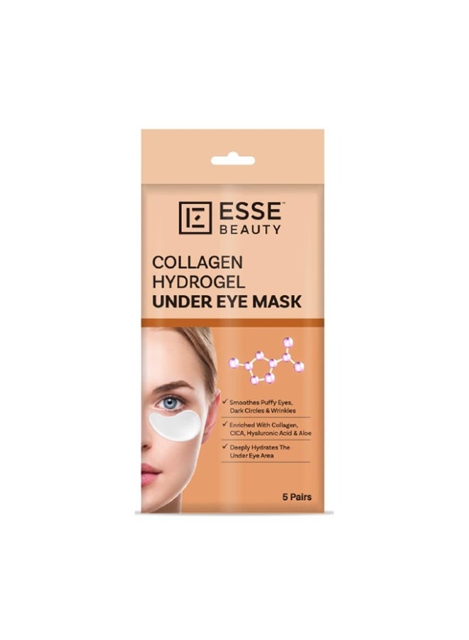 ESSE Beauty Collagen Hydrogel Under Eye Mask Eye — With Collagen, CICA, Hyaluronic Acid & Aloe Vera for Dark Circles, Puffiness and Fine Lines, 5-Pairs