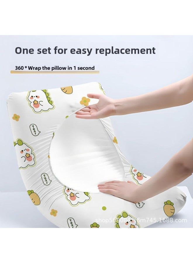 Portable Pillow Case Travel Disposable Dirty Pillow Cover Hotel Bed Dormitory Sleeper Special Bed Sheet Quilt Cover-Color:Elastic Printed Pillowcases [1 Pack/2 Pieces]  - Image 4