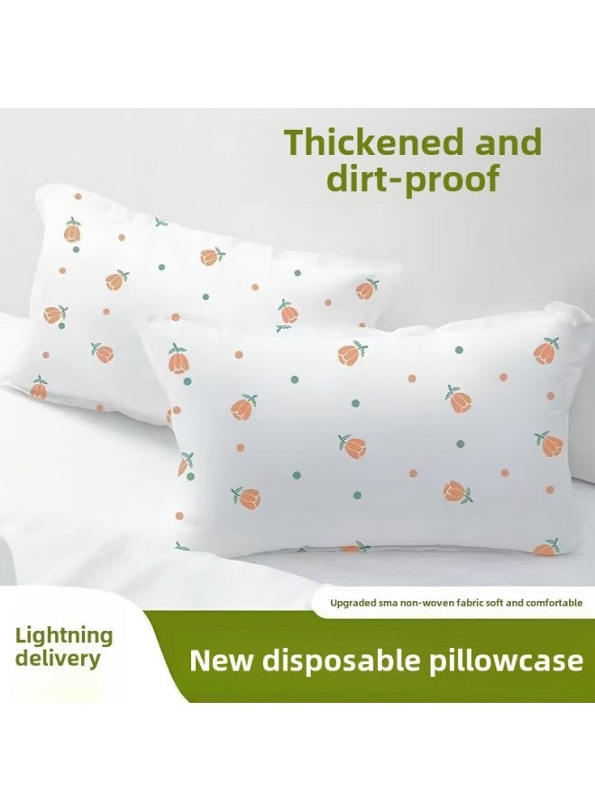 Portable Pillow Case Travel Disposable Dirty Pillow Cover Hotel Bed Dormitory Sleeper Special Bed Sheet Quilt Cover-Color:Elastic Printed Pillowcases [1 Pack/2 Pieces]  - Image 5