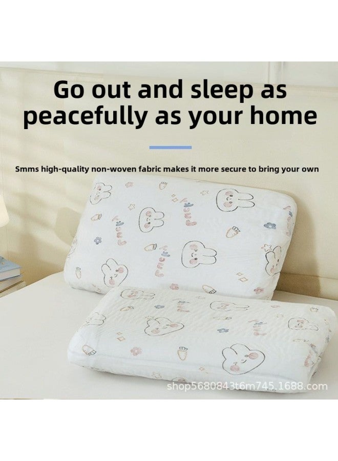 Portable Pillow Case Travel Disposable Dirty Pillow Cover Hotel Bed Dormitory Sleeper Special Bed Sheet Quilt Cover-Color:Elastic Printed Pillowcases [1 Pack/2 Pieces]  - Image 3