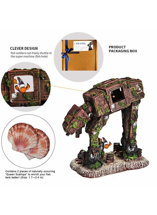 CREOMG Fish Tank Decorations Resin Aquarium Robot Dog Aquarium Ornament - Creative Betta Fish Hide Cave for Aquarium Decorations Home Décor - Image 4
