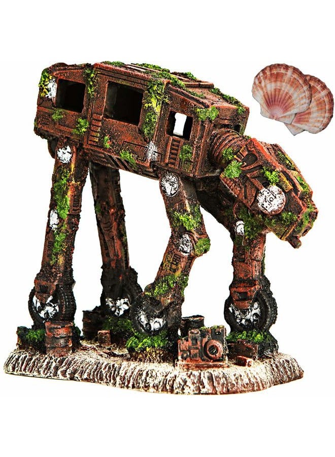 CREOMG Fish Tank Decorations Resin Aquarium Robot Dog Aquarium Ornament - Creative Betta Fish Hide Cave for Aquarium Decorations Home Décor - Image 1