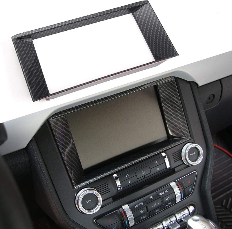 RTTCZ Carbon Fiber Dashboard GPS 8inch Navigation Panel Frame Bezel Trim Cover Interior Accessories for Ford Mustang 2015 2016 2017 2018 2019 2020 2021 2022