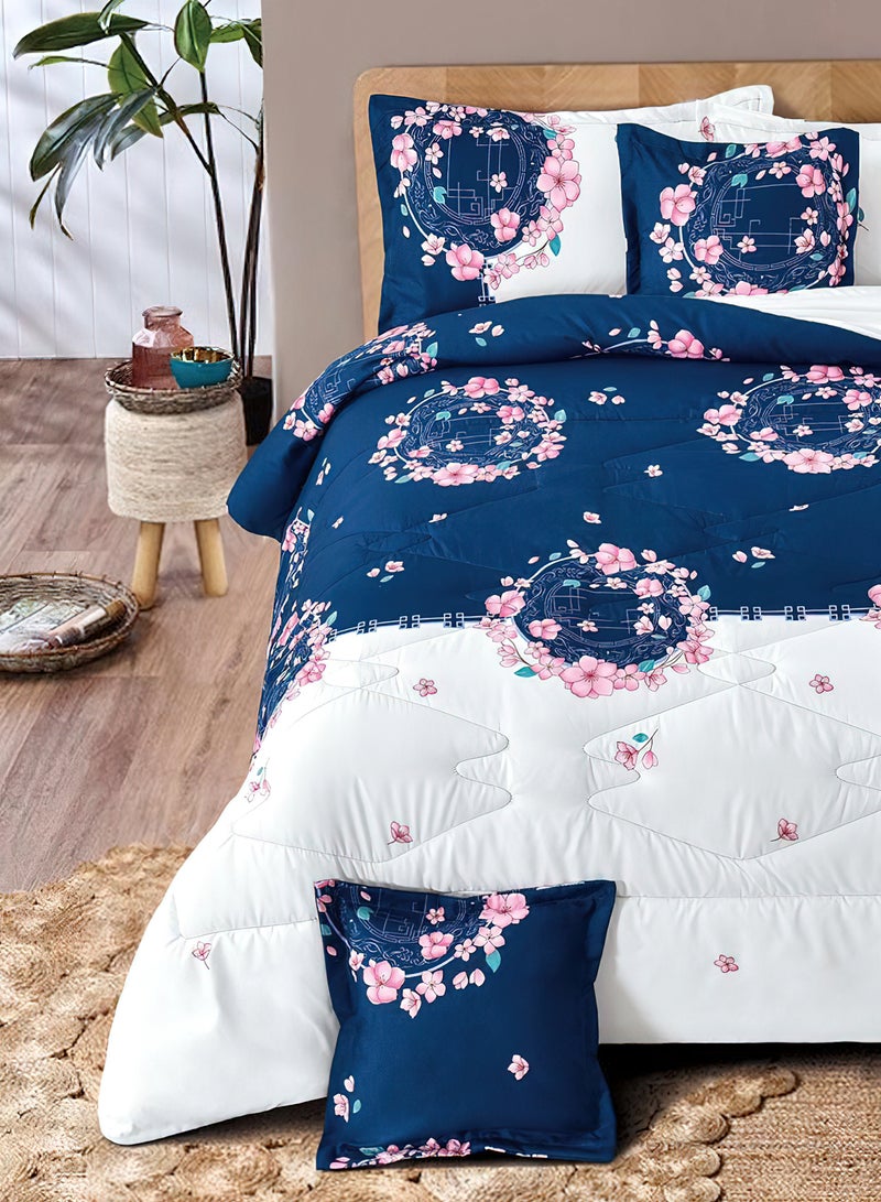 مينج لي طقم مفرش  مقاس كينج مكون من 6 قطع طقم لحاف مزدوج للجنسين يتضمن 1 لحاف و 1 ملاءة سرير و2 غطاء وسادة نوم و 2 غطاء وسادة ديكور غطاء مناسب لجميع الاوقات - Image 2