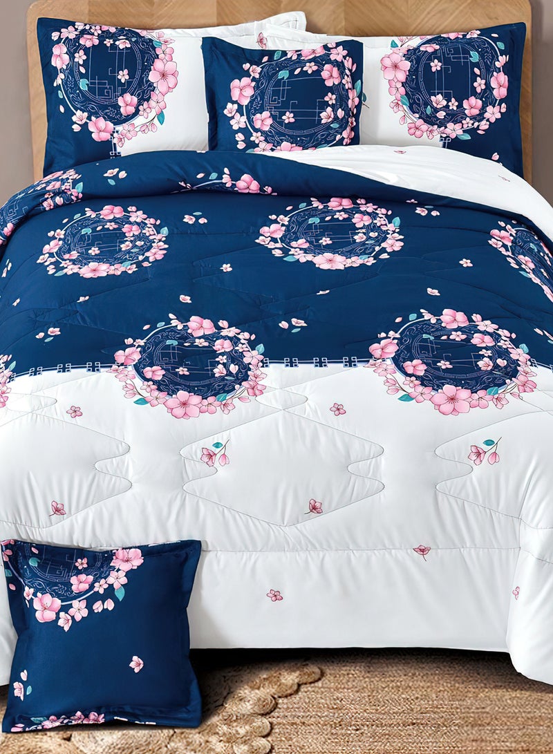 مينج لي طقم مفرش  مقاس كينج مكون من 6 قطع طقم لحاف مزدوج للجنسين يتضمن 1 لحاف و 1 ملاءة سرير و2 غطاء وسادة نوم و 2 غطاء وسادة ديكور غطاء مناسب لجميع الاوقات - Image 4