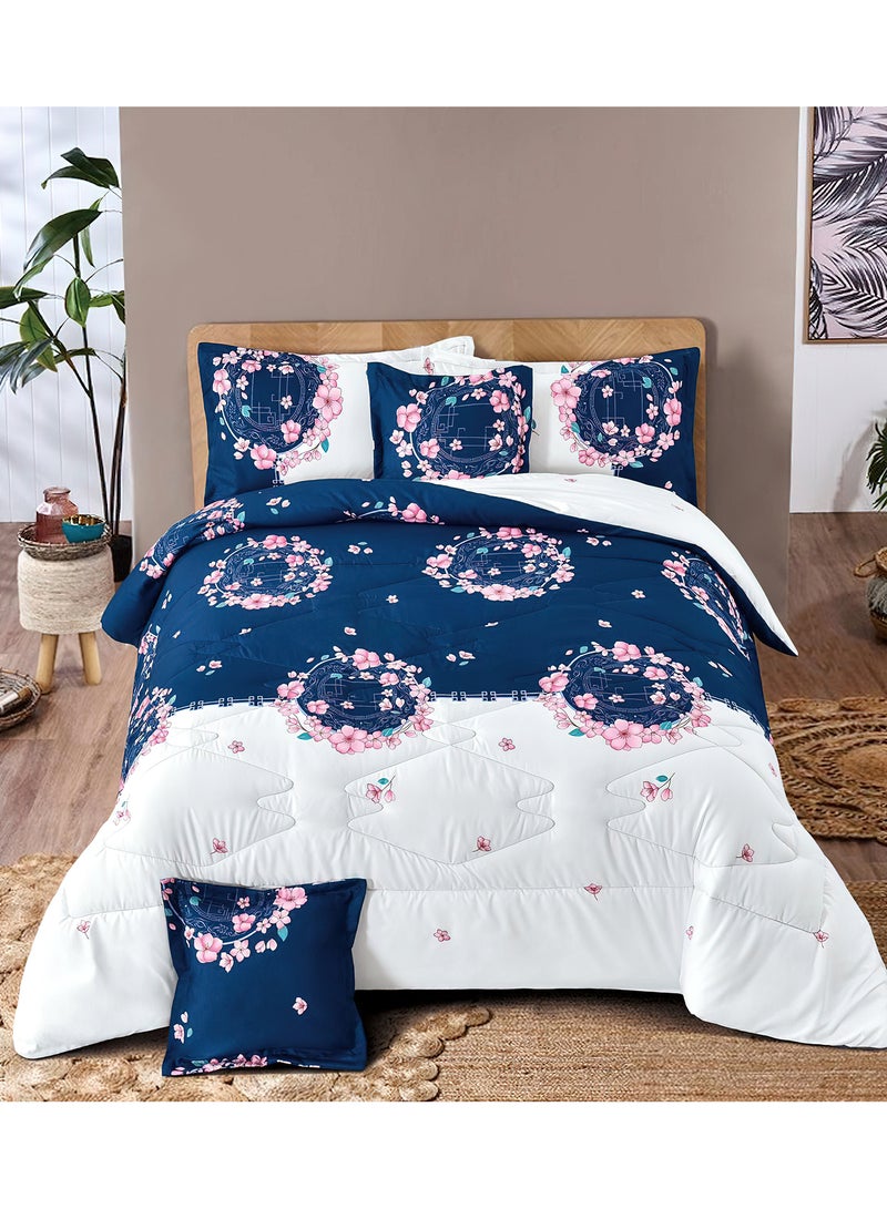 مينج لي طقم مفرش  مقاس كينج مكون من 6 قطع طقم لحاف مزدوج للجنسين يتضمن 1 لحاف و 1 ملاءة سرير و2 غطاء وسادة نوم و 2 غطاء وسادة ديكور غطاء مناسب لجميع الاوقات - Image 1