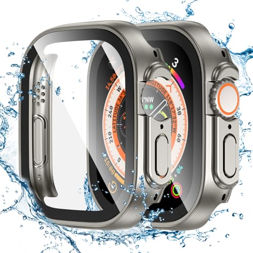 Tensea for Waterproof Apple Watch Screen Protector Case Ultra 3/Ultra 2/Ultra 49mm Accessories, iWatch Protective Face Cover with Tempered Glass Film Women Men, Bumper Case for iPhone Watch 49 mm - Image 1