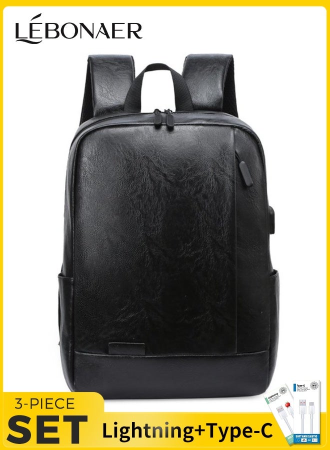 lebonaer Men's Lightweight Travel Backpack,  Anti-Theft USB Charging Daypack Water Resistant College School Bag for Work - Image 1