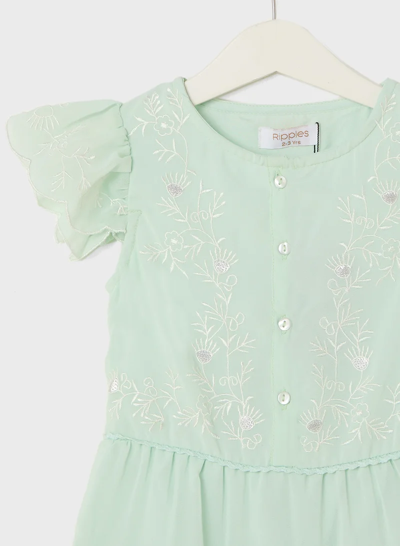 Ripples Tiered Embroidered Dress