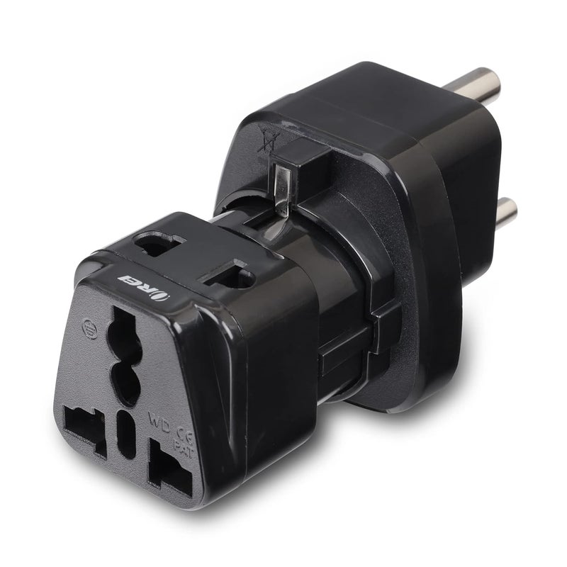 OREI OREI European Schuko to India Plug Adapter Convert European Type EF Input to India Type D Three Prong Output Connection Heavy Duty Black Color 4 Pack  - Image 5