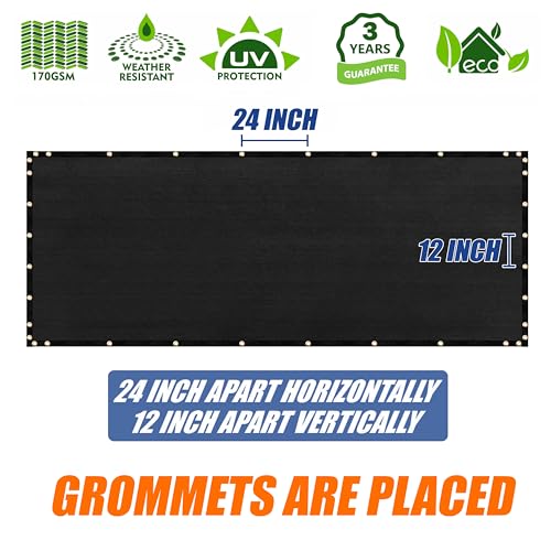 Amgo 6' x 10' Black Fence Privacy Screen, Commercial Standard Heavy Duty Windscreen with Bindings & Grommets, 90% Blockage, Cable Zip Ties Included (We Make Custom Size) - Image 5