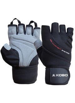 Kobo Leather Wtg-44-Large Weight Lifting Gym Gloves Hand Protector for Fitness Traininglarge (Multi Colour) with Wrist Support
