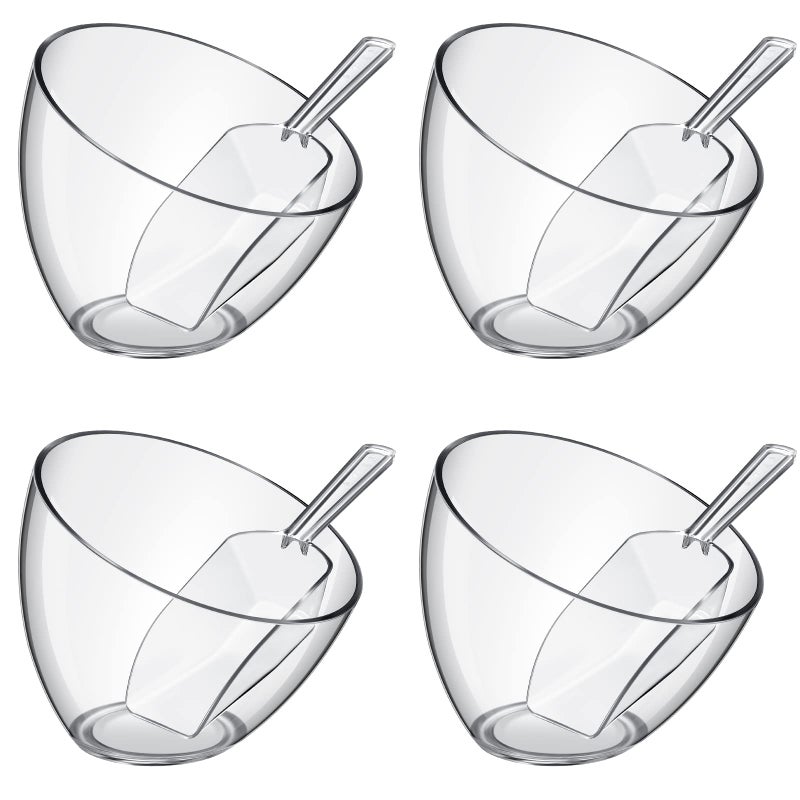 طقم أطباق تقديم هوليري 8 قطع يشمل أطباق بلاستيكية شفافة للحفلات وملاعق قياس للفشار وملاعق حلوى بلاستيكية أكريليك للمطبخ 25 أونصة