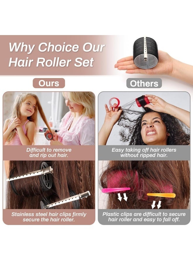 Self Grip Hair Rollers Curlers 16 Pcs Set with 8Pcs Hair Rollers 2 Sizes (4 Jumbo & 4 Large) and 8 Pcs Hair Clips for Long Medium Short Thick Fine Thin Hair Volume (Black) - Image 5