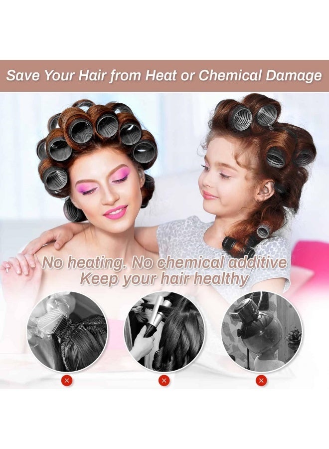 Self Grip Hair Rollers Curlers 16 Pcs Set with 8Pcs Hair Rollers 2 Sizes (4 Jumbo & 4 Large) and 8 Pcs Hair Clips for Long Medium Short Thick Fine Thin Hair Volume (Black) - Image 4