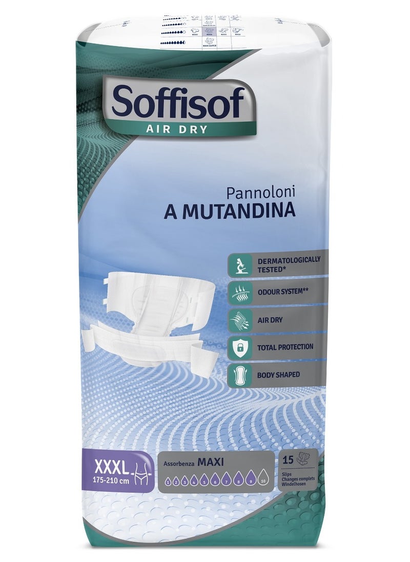 SOFFISOF Adult Diapers, maxi absorbance (Air Dry) 15 Adult Diapers, Size 3XL  - Image 1