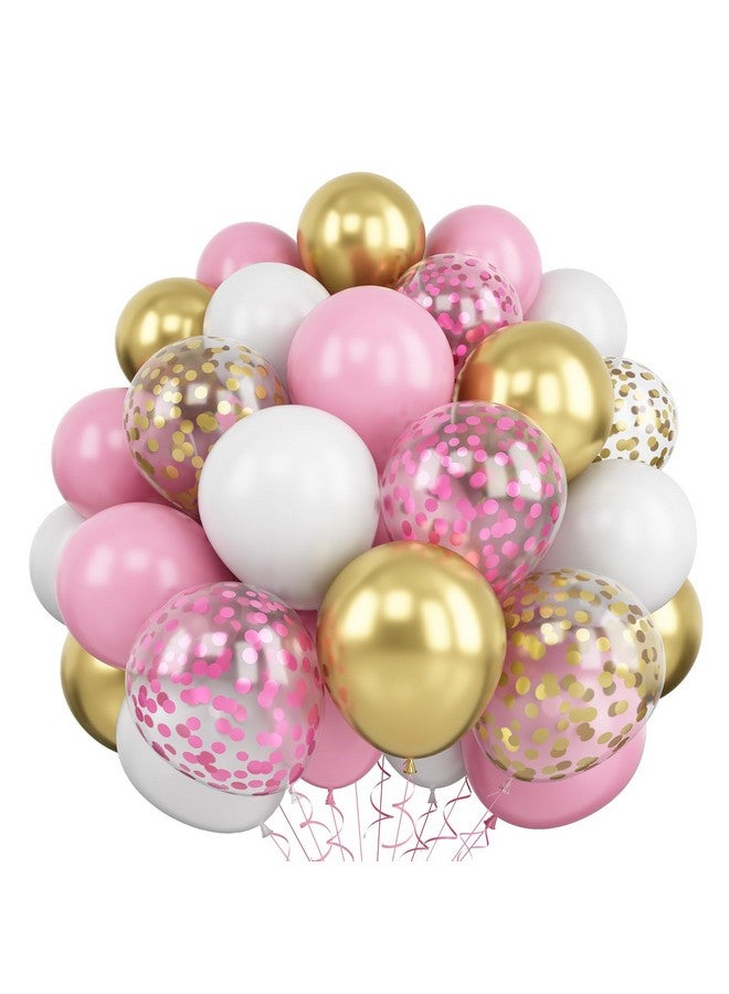 Togvu Balloons Pink White and Gold, 60 Packs 12 Inch Pastel Pink White Metallic Gold Balloon Confetti Balloons, Baby Pink Party Balloons for Girls Birthday Wedding Baby Shower Princess Party Decorations - Image 1