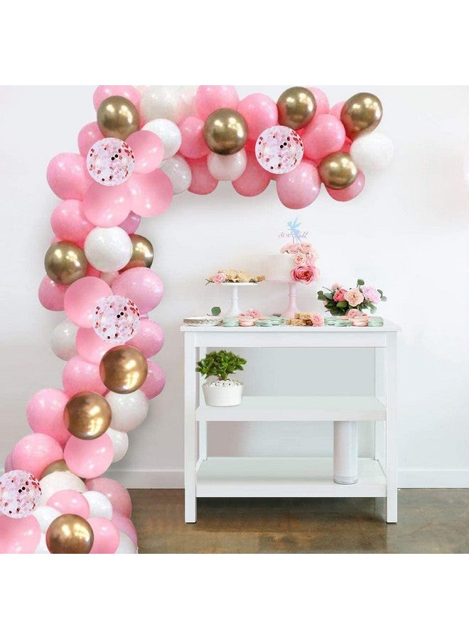 Togvu Balloons Pink White and Gold, 60 Packs 12 Inch Pastel Pink White Metallic Gold Balloon Confetti Balloons, Baby Pink Party Balloons for Girls Birthday Wedding Baby Shower Princess Party Decorations - Image 5