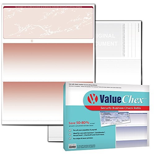 VersaCheck ValueChex - 55 Blank Business Voucher Checks - Burgundy Prestige - 55 Sheets Form #1000 - Check on Top - Image 1