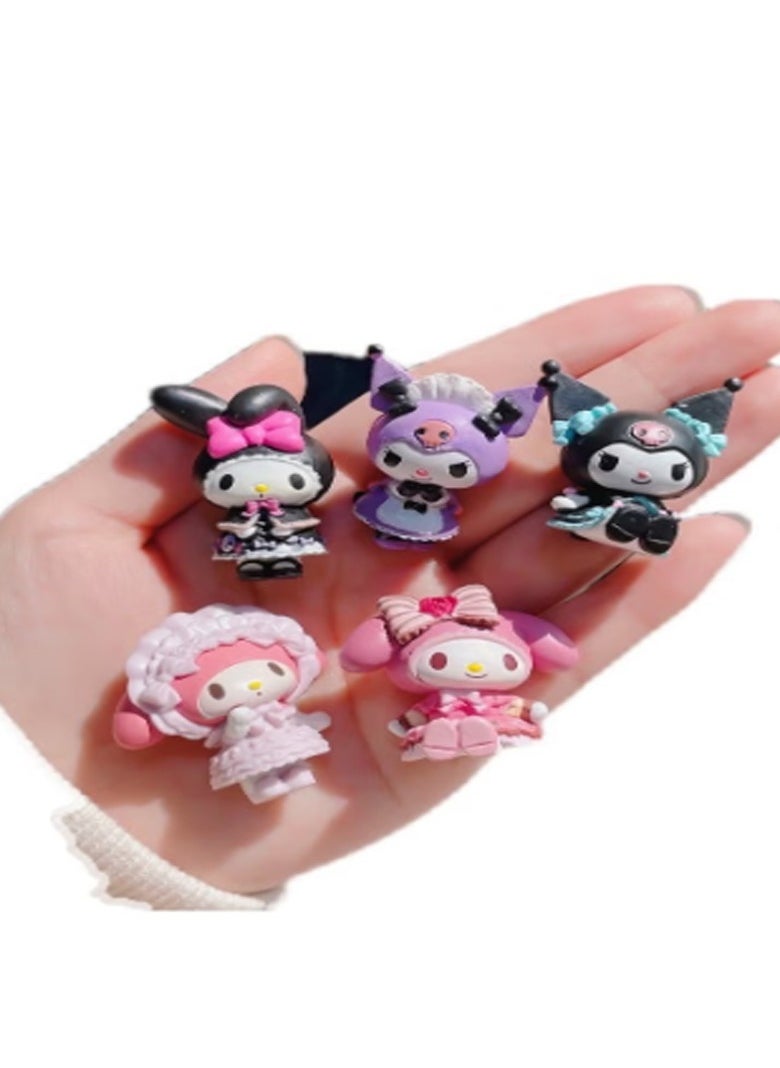 Sanrio - 5 Pack Kouromi Cute Lovely Characters Figurines for Kids Birthday Party Supplies Decorations Bouquet Charms Cake pan - Image 1