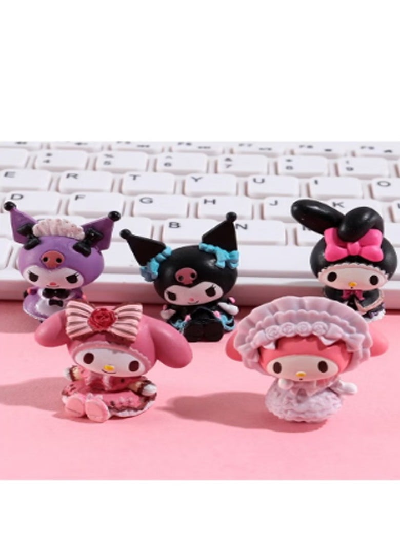 Sanrio - 5 Pack Kouromi Cute Lovely Characters Figurines for Kids Birthday Party Supplies Decorations Bouquet Charms Cake pan - Image 1