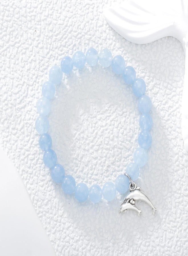 Fullrainbow Dolphin Bracelet for Women Dolphin Gifts for Women Dolphin Lover Gifts Dolphin Jewelry Dolphins Merch Dolphin Gifts (Blue Dolphin Bracelet) - Image 4