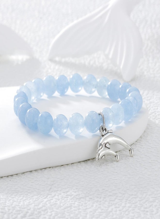 Fullrainbow Dolphin Bracelet for Women Dolphin Gifts for Women Dolphin Lover Gifts Dolphin Jewelry Dolphins Merch Dolphin Gifts (Blue Dolphin Bracelet) - Image 2