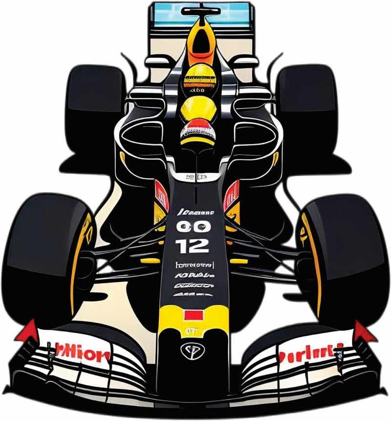 AR STICKERS Driver Art F1 Formula One Racing Car Stickers for Water Bottles Adult Bumper Vinyl Waterproof Car Laptop Wall Window Sticker 4.75x4.25 (2pcs), Yellow,blue Black - Image 5