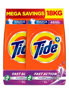 Tide Fast Action Laundry Detergent Powder With Lavender Dual Pack 2 x 9kg  - Image 1