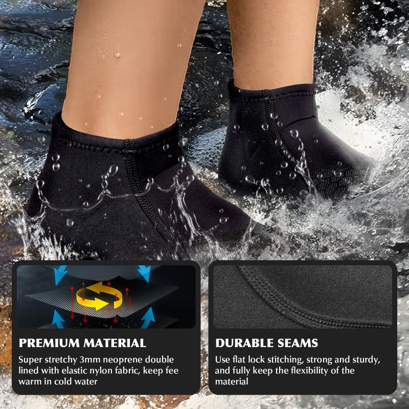 Yakevo Neoprene Socks, Water Socks 3 mm Diving Socks Booties for Outdoor Water Sports - Image 5