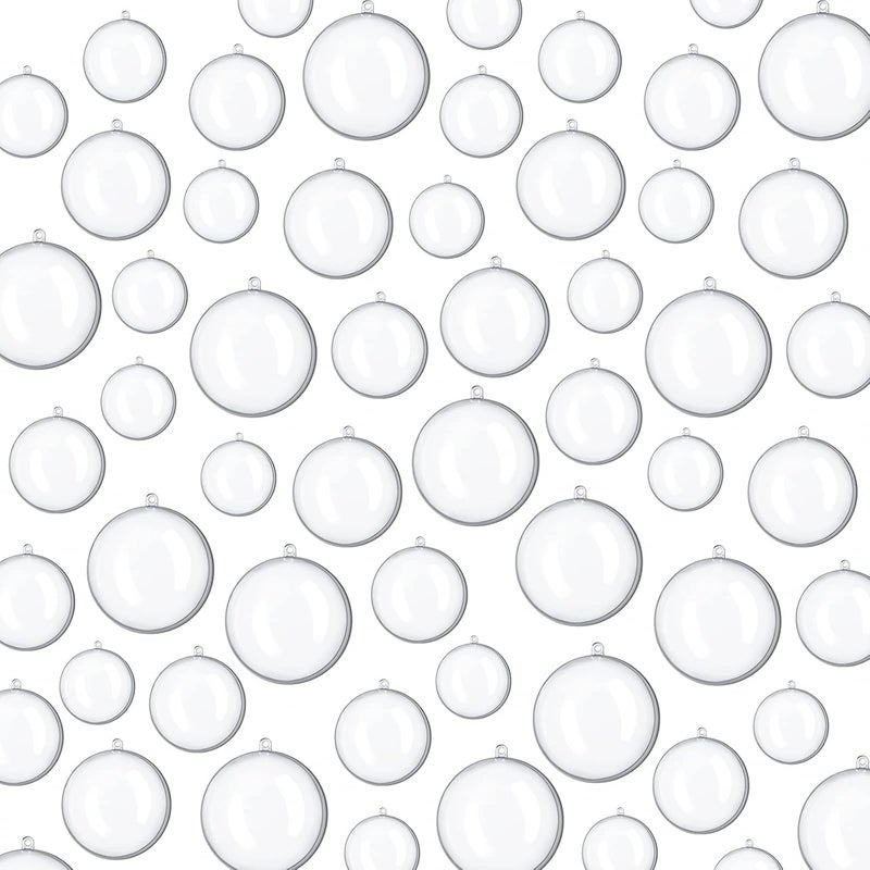 Vinsot كرات زينة عيد الميلاد البلاستيكية الشفافة القابلة للتعبئة من فينسوت 75 قطعة - كرات زينة شفافة بالجملة بأحجام 5 - زينة عيد الميلاد الشفافة لتعليق شجرة عيد الميلاد وزينة المنزل وحفلات الزفاف - Image 1