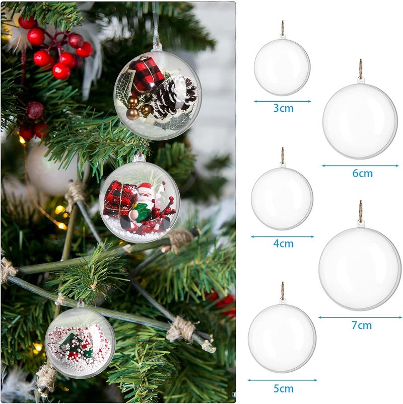 Vinsot كرات زينة عيد الميلاد البلاستيكية الشفافة القابلة للتعبئة من فينسوت 75 قطعة - كرات زينة شفافة بالجملة بأحجام 5 - زينة عيد الميلاد الشفافة لتعليق شجرة عيد الميلاد وزينة المنزل وحفلات الزفاف - Image 2