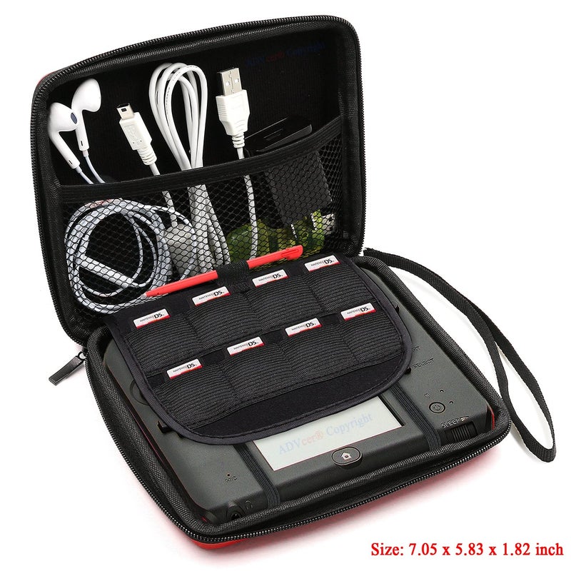 ADVcer 2DS Case, EVA Waterproof Hard Shield Protective Carrying Case with Hand Wrist Strap and Double Zipper Compatible with Nintendo 2DS (Reddish Orange) - Image 2