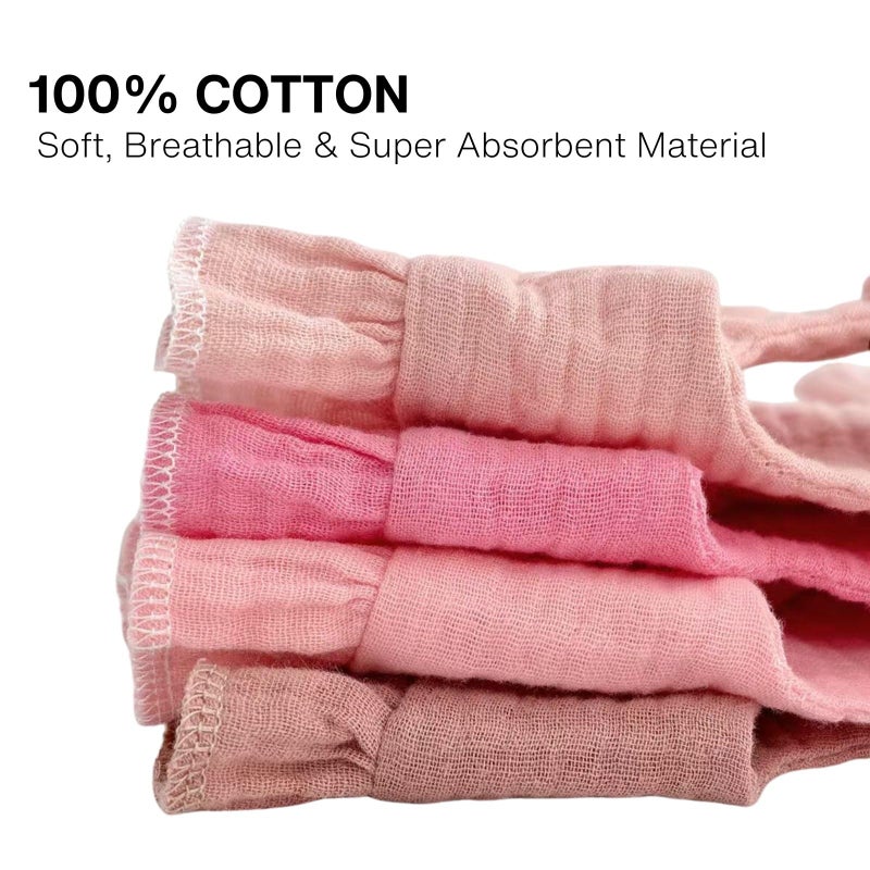 PandaEar 4 Pack Muslin Baby Bibs, Absorbent Bandana Drool Bibs for Girls, Soft Cotton Adjustable Teething & Feeding Bib for Newborns & Toddlers - Image 2