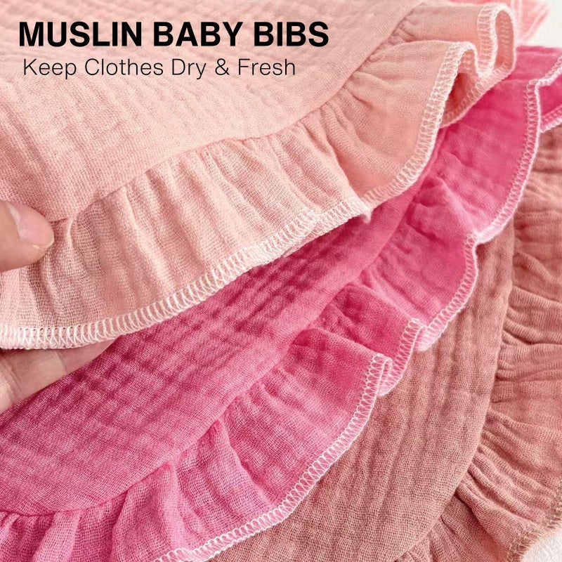 PandaEar 4 Pack Muslin Baby Bibs, Absorbent Bandana Drool Bibs for Girls, Soft Cotton Adjustable Teething & Feeding Bib for Newborns & Toddlers - Image 4