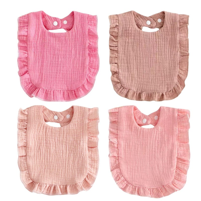 PandaEar 4 Pack Muslin Baby Bibs, Absorbent Bandana Drool Bibs for Girls, Soft Cotton Adjustable Teething & Feeding Bib for Newborns & Toddlers - Image 1