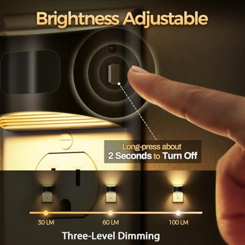 LED Night Light[2 Pack], Night Lights Plug into Wall, 3 Mode Plug in Night Light with Motion Sensor, Dusk to Dawn Sensor, Nightlights for Adults, Bedroom, Bathroom, Hallway - Image 2