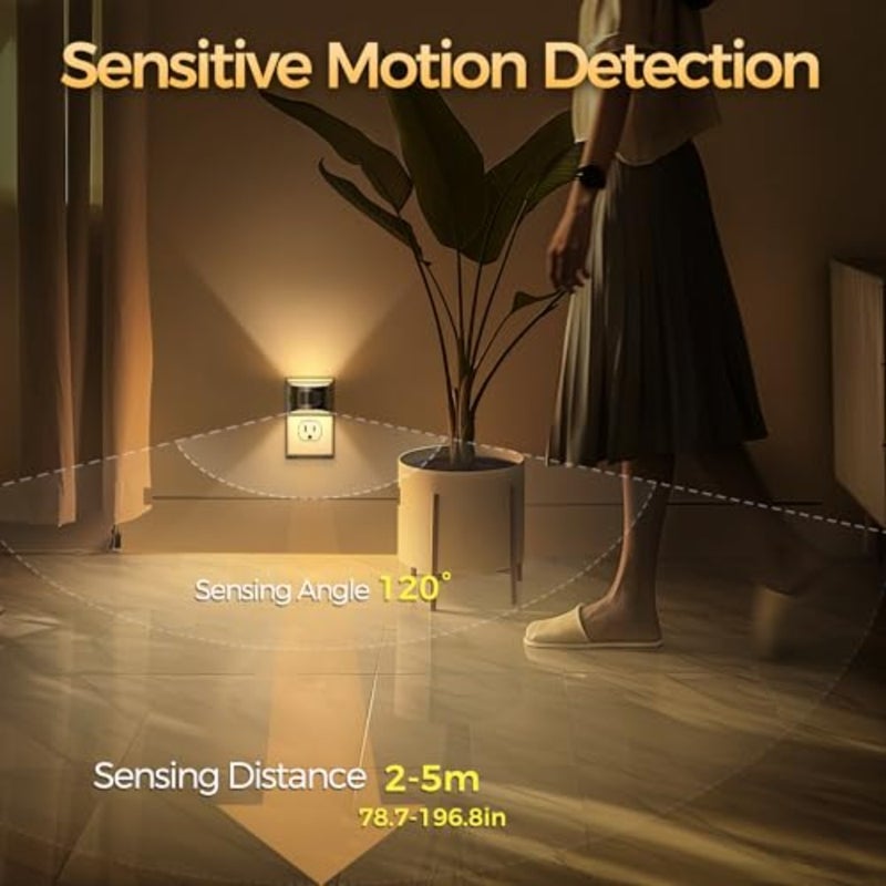 LED Night Light[2 Pack], Night Lights Plug into Wall, 3 Mode Plug in Night Light with Motion Sensor, Dusk to Dawn Sensor, Nightlights for Adults, Bedroom, Bathroom, Hallway - Image 4