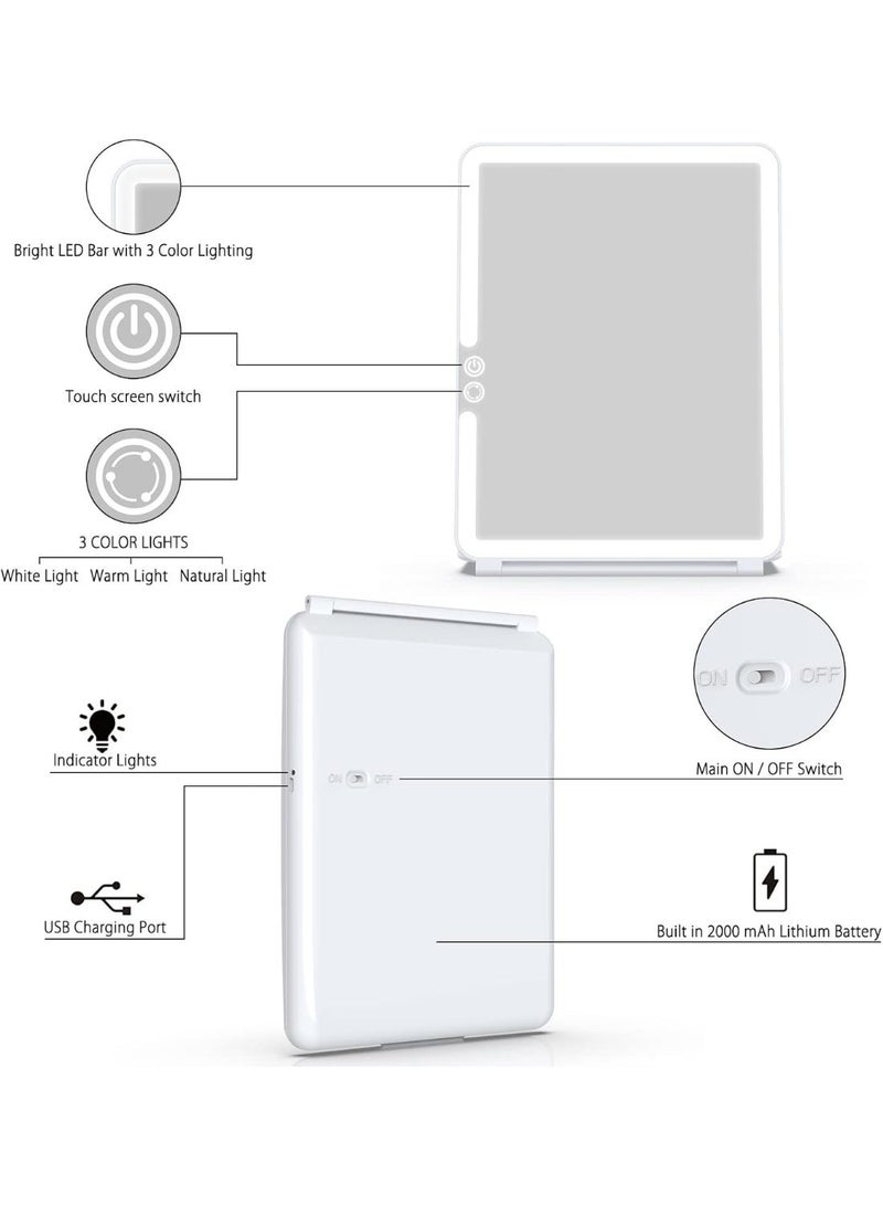 مرآة مكياج مزينة بأضواء LED 72، مرآة مكياج سفر قابلة للشحن، مرآة جمال تعمل باللمس قابلة للتعديل الإضاءة، إضاءة متعددة الألوان، مرآة إضاءة للطاولة، هدية للفتيات والنساء - Image 2