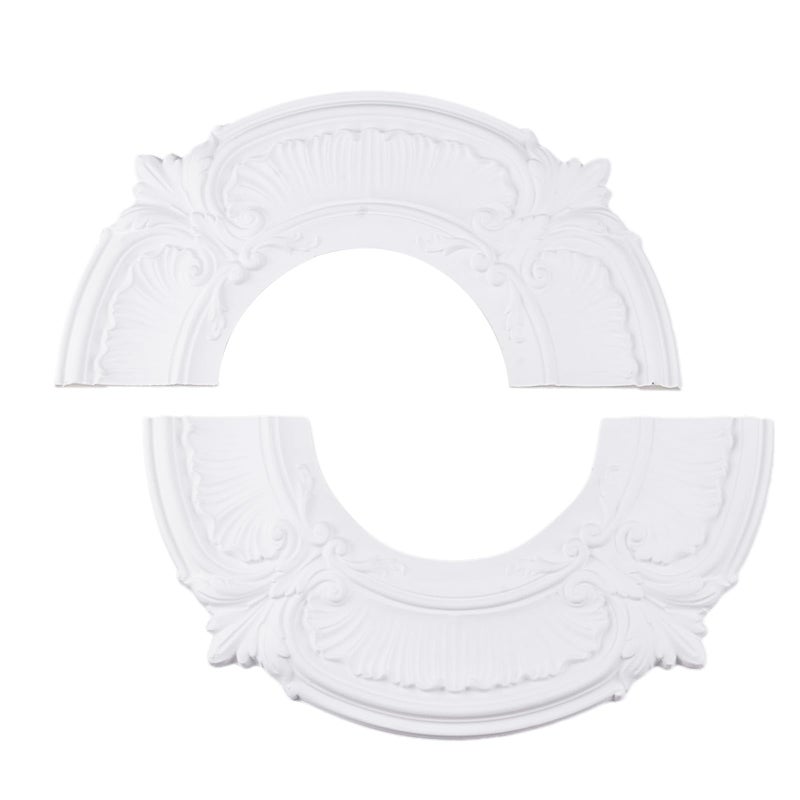 INCREWAY Split Design 12 Inch Ceiling Medallion for Lights Fans 5 Inch Cutout Detachable PU Segments Easy Install White Ceiling Plate Decor - Image 2