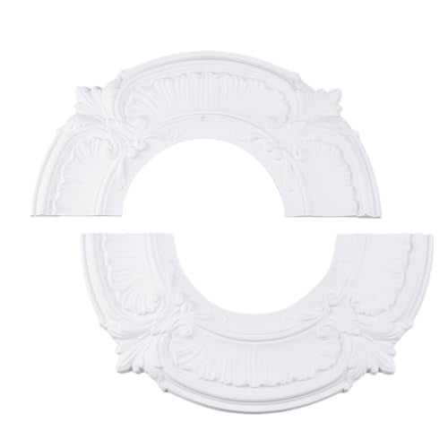 INCREWAY Split Design 12 Inch Ceiling Medallion for Lights Fans 5 Inch Cutout Detachable PU Segments Easy Install White Ceiling Plate Decor - Image 1