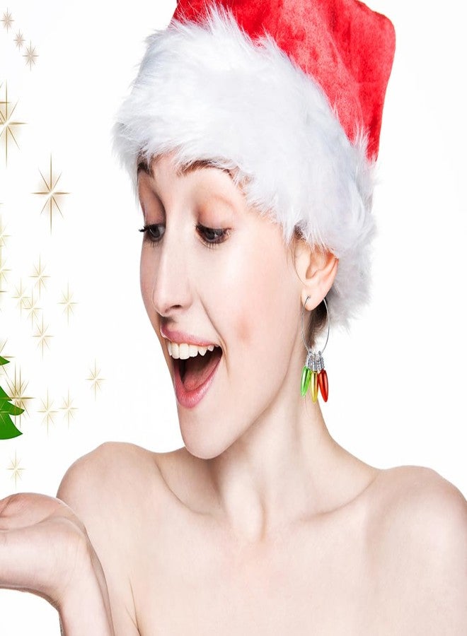 kepvrio 4 Pairs Christmas Earrings Set for women Christmas Tree Bow Bell Light Bulbs Hoop Earrings Christmas Holiday Party Jewellery (Style-A) - Image 5