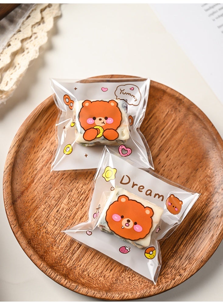 Neonix 100 PCS Resealable Cute Cookie Bags, 7 x 7 cm Self Adhesive Treat Bags, Flat Cellophane Goody Bags for Kids Party, Favor Candies and Desserts (Multicolors) - Image 1