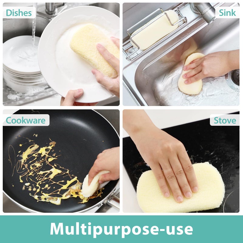 Mr. Scrub Sponges Kitchen Scrub Dish Sponge Scouring Pad, 12 Pack Cleaning Brush Scrubber Supplies for Soap, Dishwashing Dinnerware Sets Pan Pot Glass Dishwasher Sink Bathroom Towels Cloth Rags Holder - Image 5