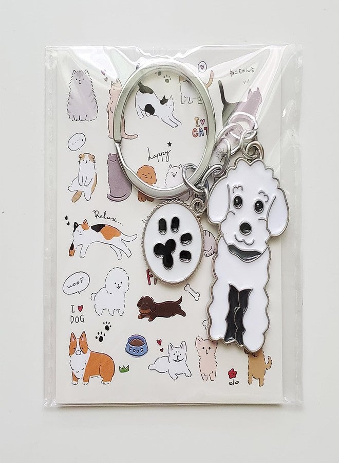POYAMUSE Enamel Dog Pet Keychain - A Heartwarming Memorial and Adorable Accessory keyring for Dog Lovers-poodle white - Image 3