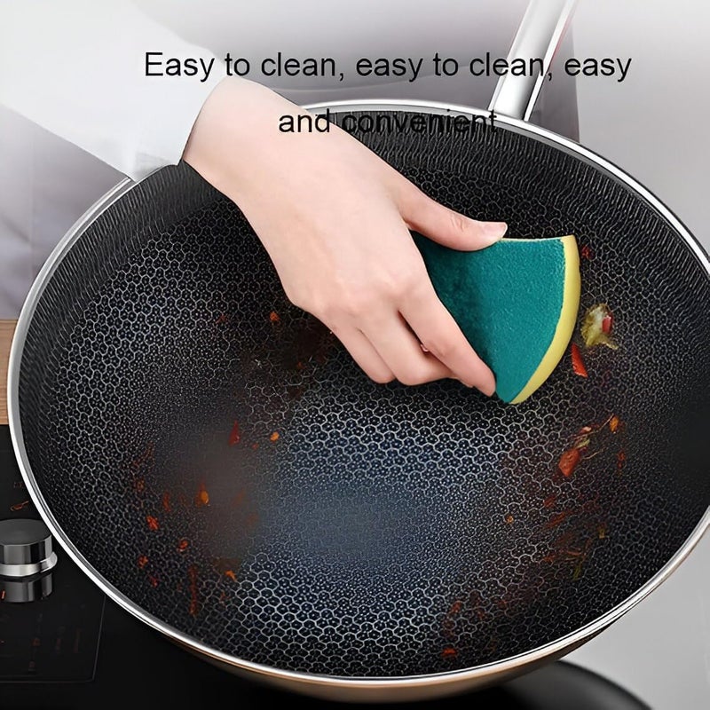 SHOPECOM مقلاة غير لاصقة من شوبكوم مع غطاء أدوات المطبخ لقلي الخضار والستيك للاستخدام المنزلي مقلاة مزدوجة الجوانب من الفولاذ المقاوم للصدأ - Image 4